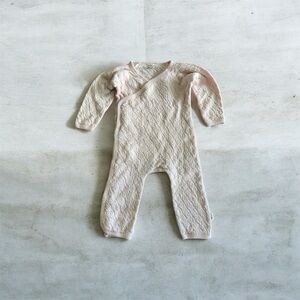 Burt's Bees Baby Organic Cotton Quilted Bee Wrap Front Pink Jumpsuit 6-9 month